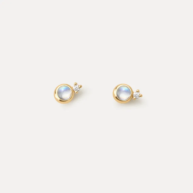 Solid Gold Moonstruck Studs sold by GLDN