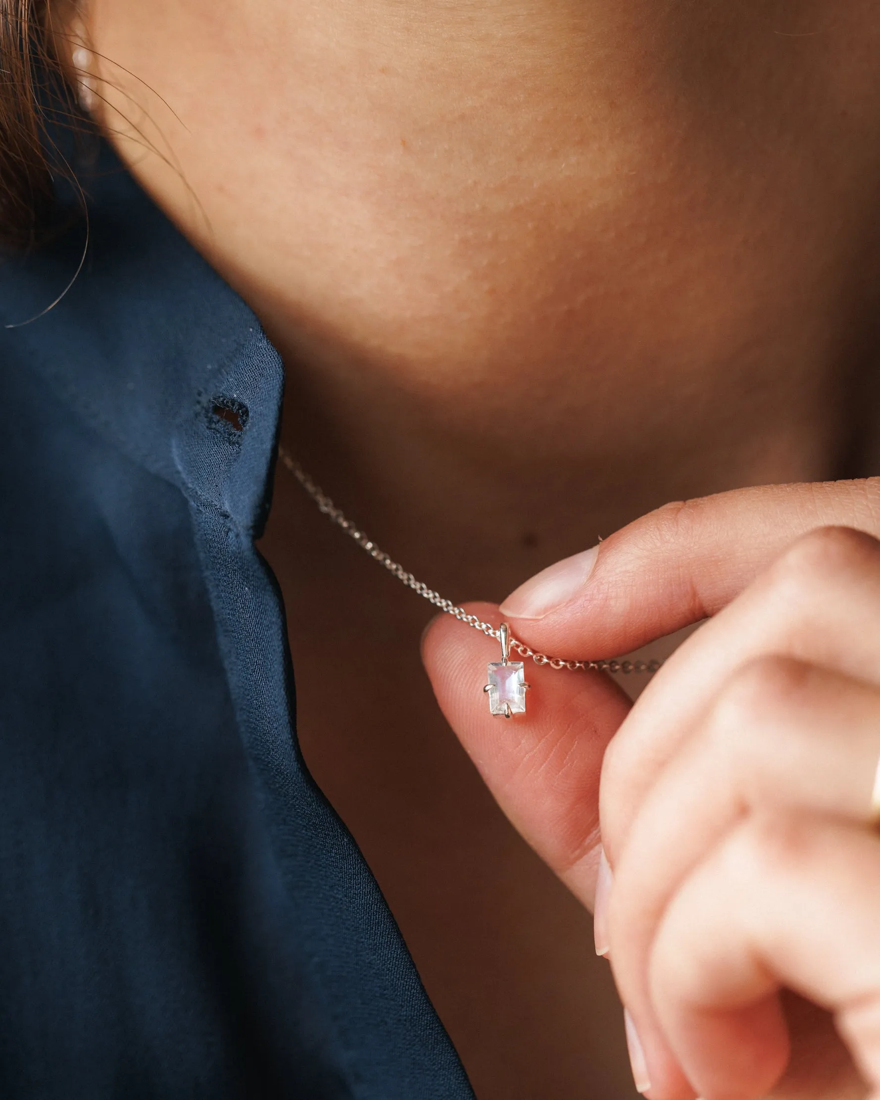 Moonstone Grand Baguette Necklace sold by GLDN product image thumbnail 5