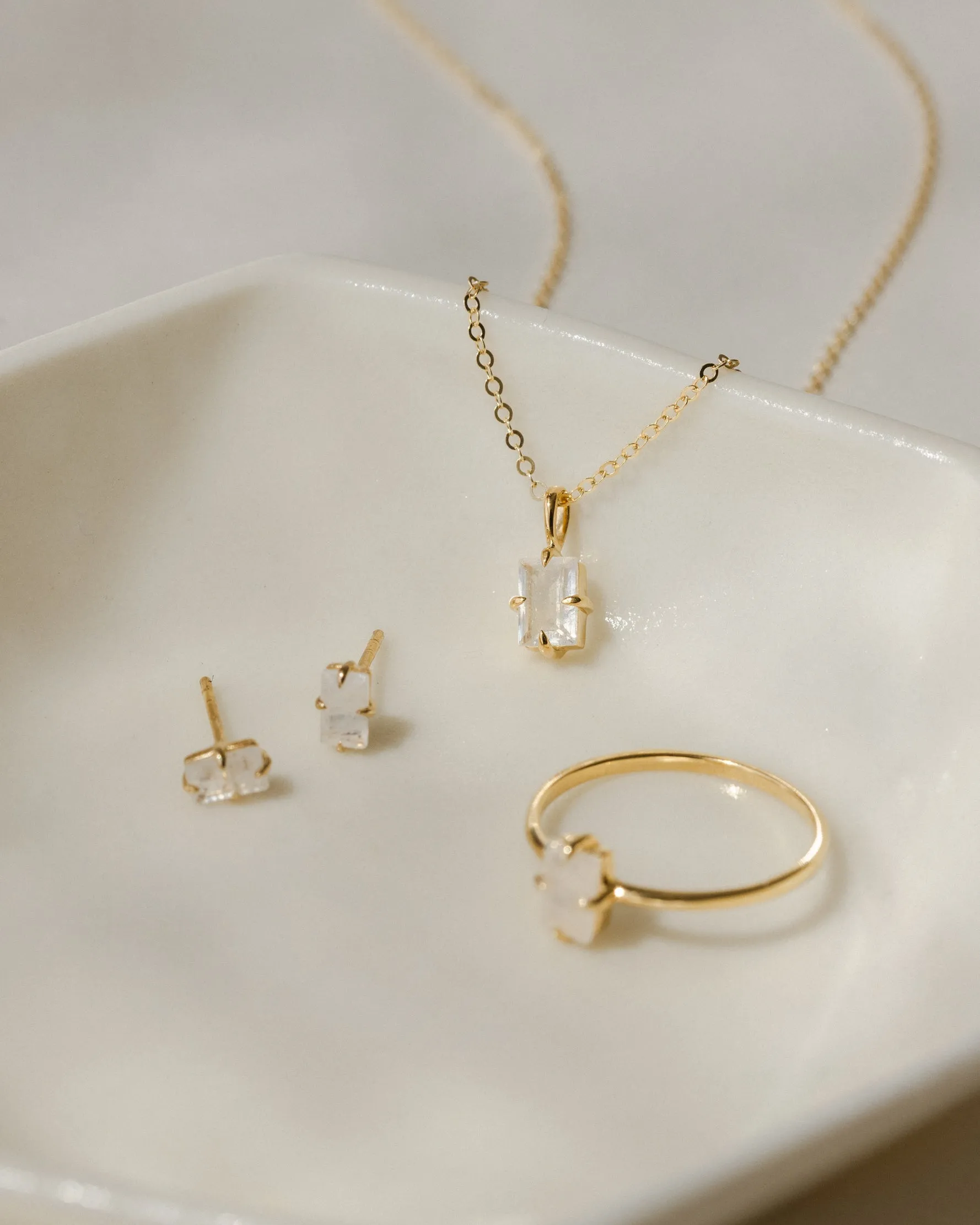 Moonstone Grand Baguette Necklace sold by GLDN product image thumbnail 4