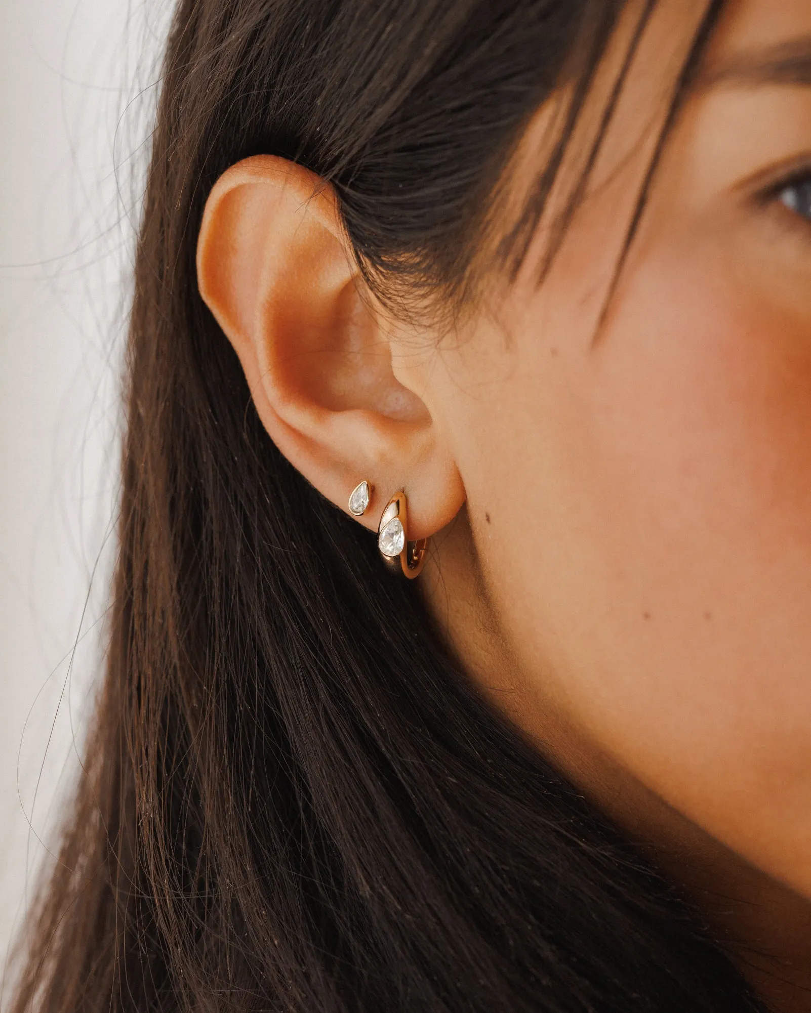 White Sapphire Zephyr Hoops sold by GLDN product image thumbnail 3