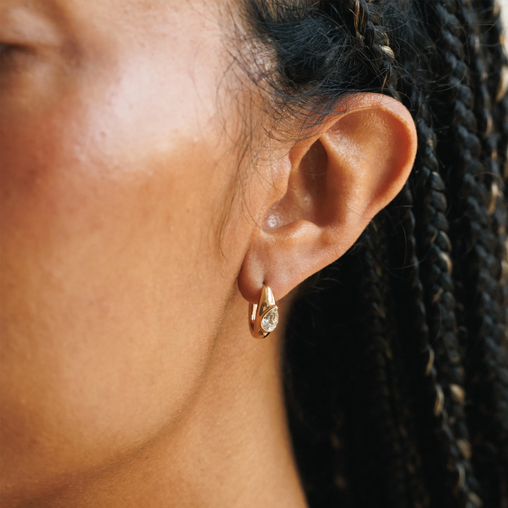 White Sapphire Zephyr Hoops sold by GLDN product image thumbnail 5