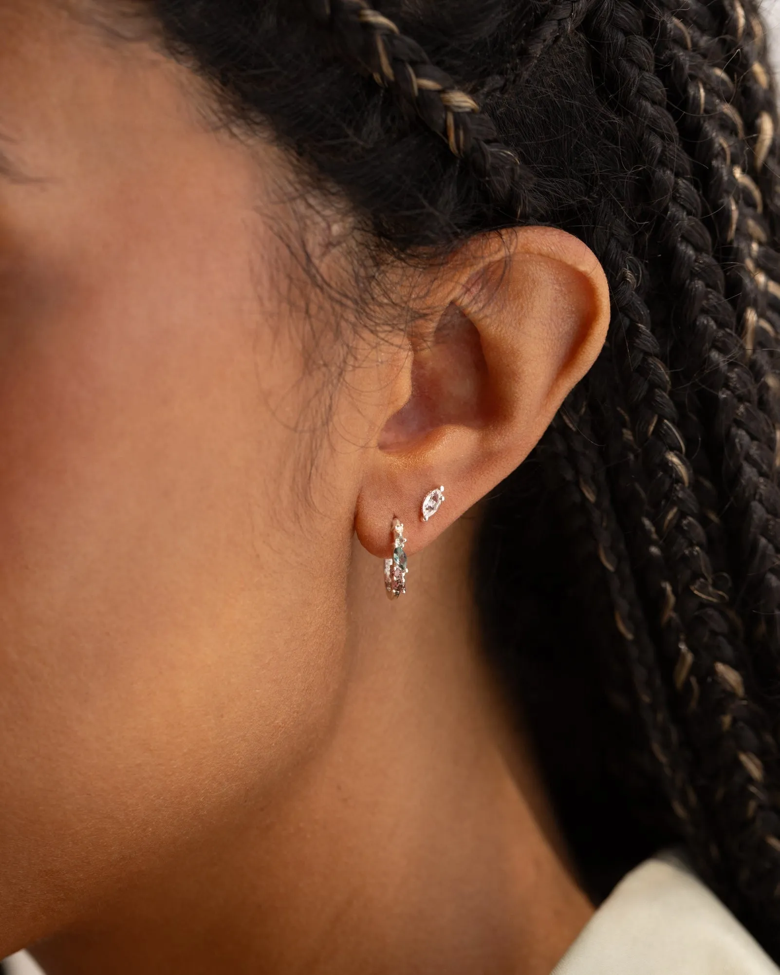 White Sapphire Leaflet Studs sold by GLDN product image thumbnail 5