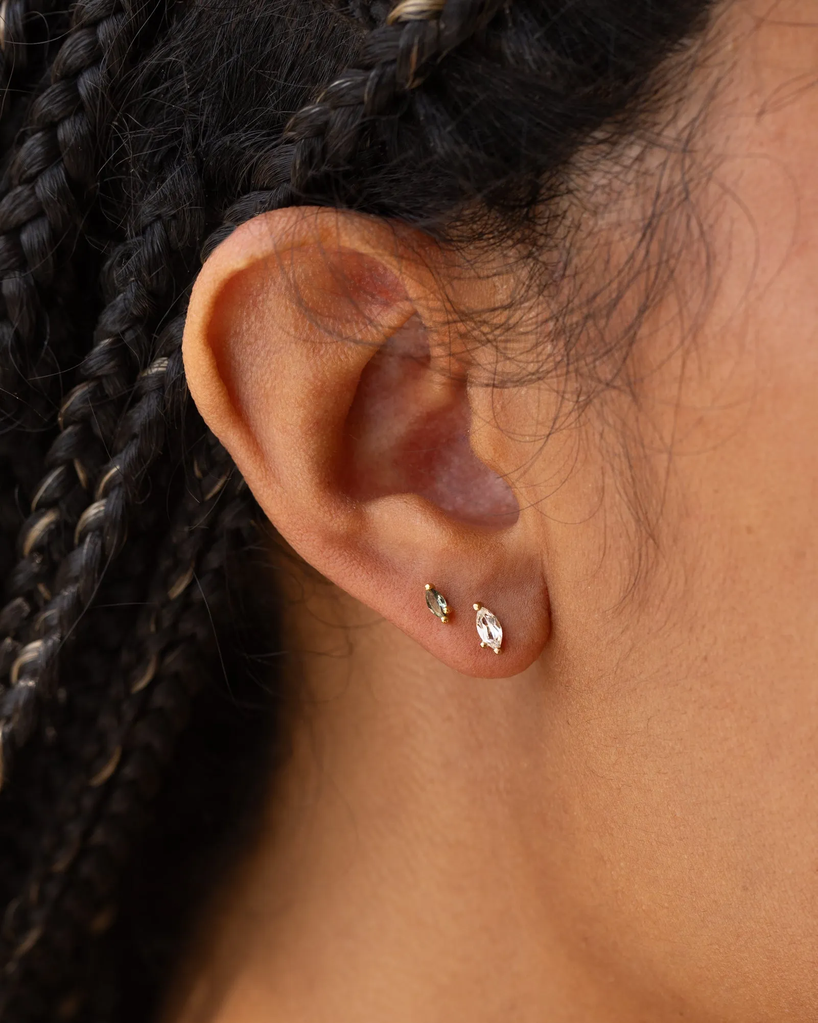 White Sapphire Leaflet Studs sold by GLDN product image thumbnail 2