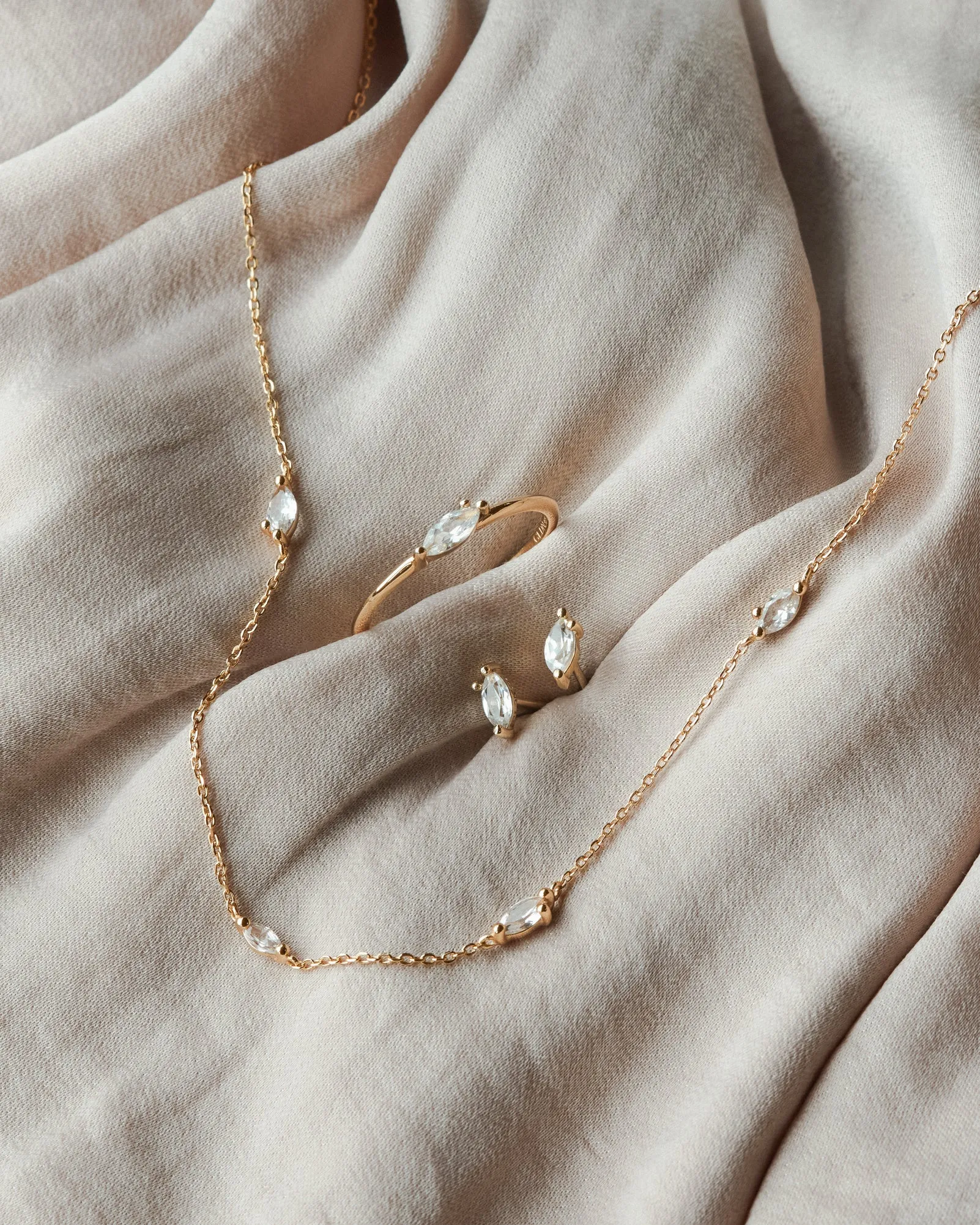 White Sapphire Leaflet Studs sold by GLDN product image thumbnail 4