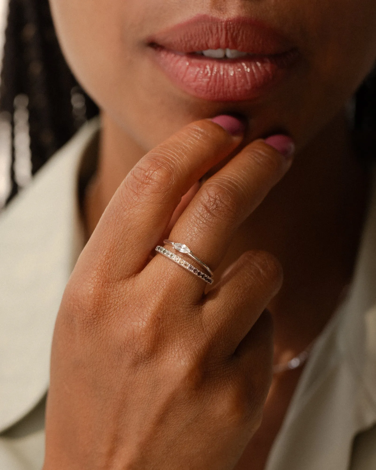 White Sapphire Leaflet Ring sold by GLDN product image thumbnail 5