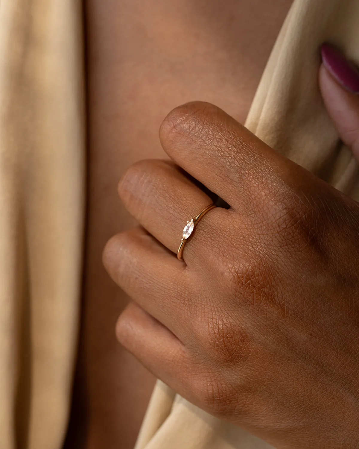 White Sapphire Leaflet Ring sold by GLDN product image thumbnail 2