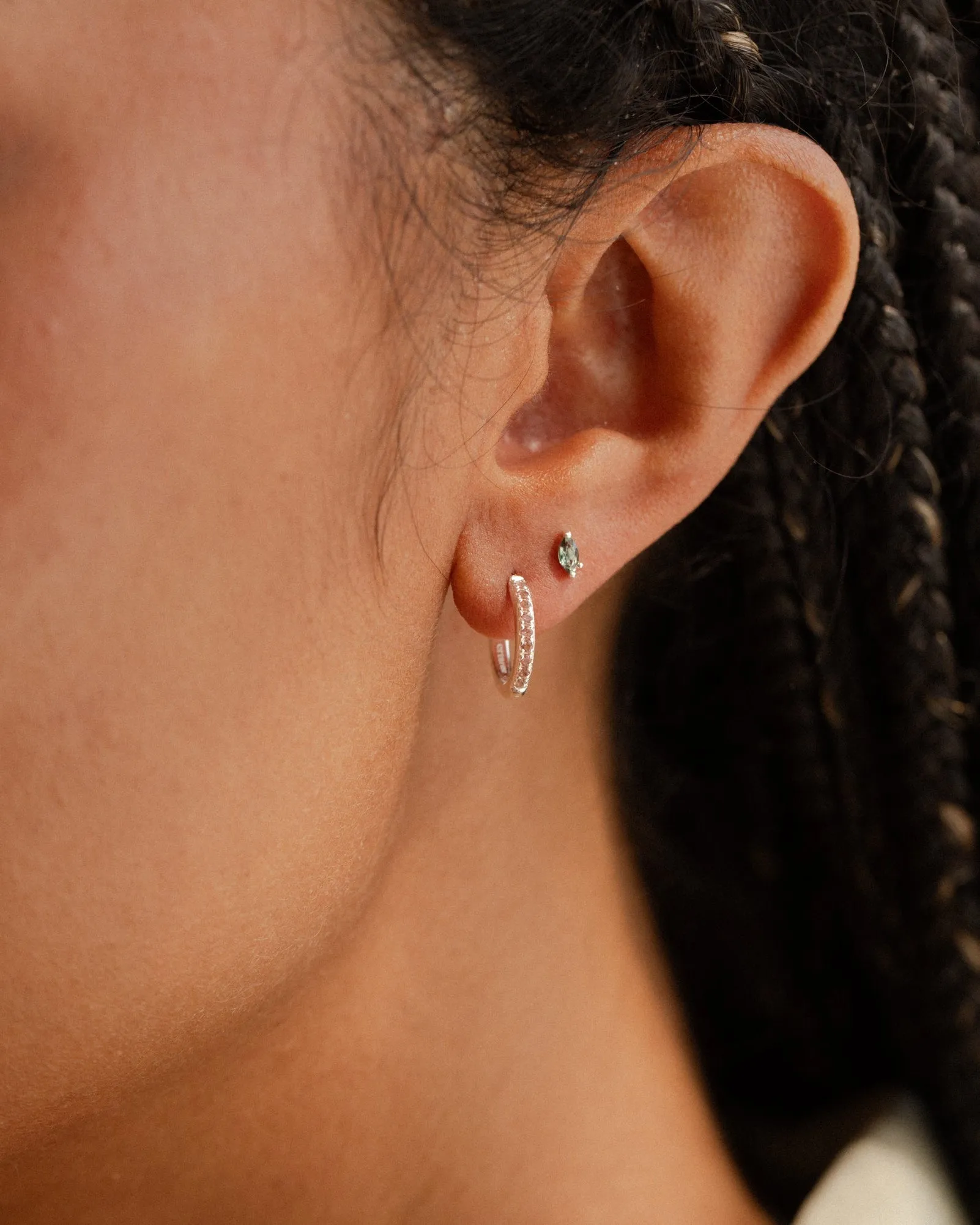 Silver Aura Birthstone Hoops sold by GLDN product image thumbnail 5