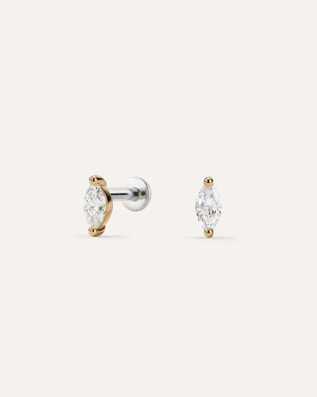 Marquise White Sapphire Flatback Studs made by GLDN