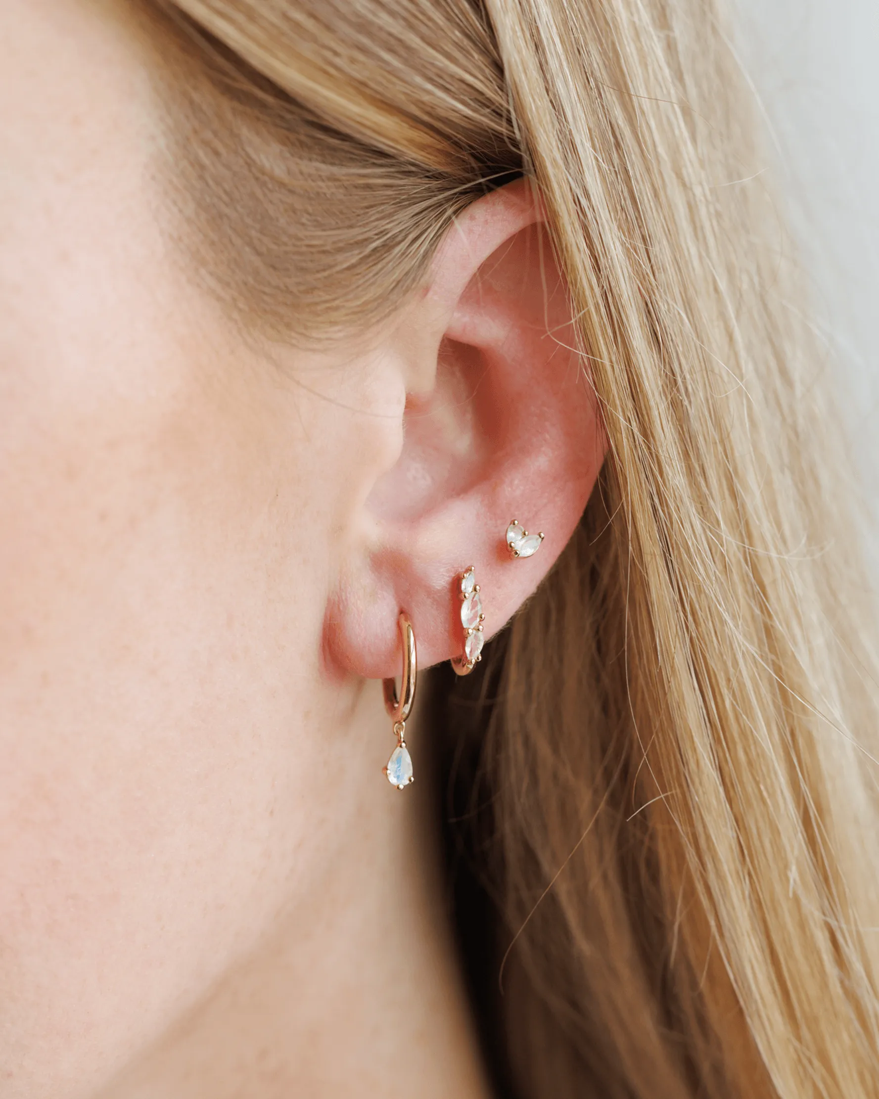 White Moonstone Duo Studs sold by GLDN product image thumbnail 5