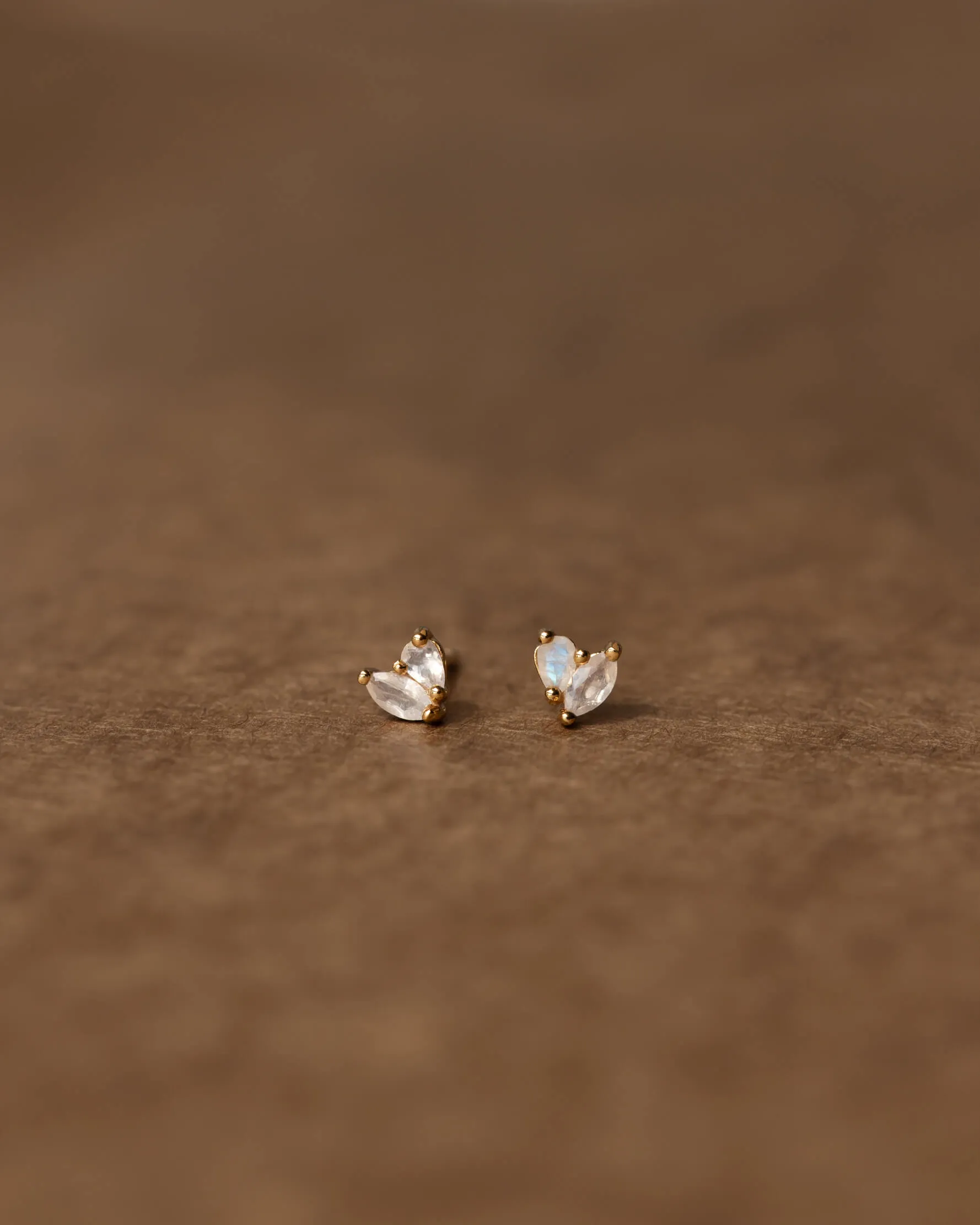 White Moonstone Duo Studs sold by GLDN product image thumbnail 4