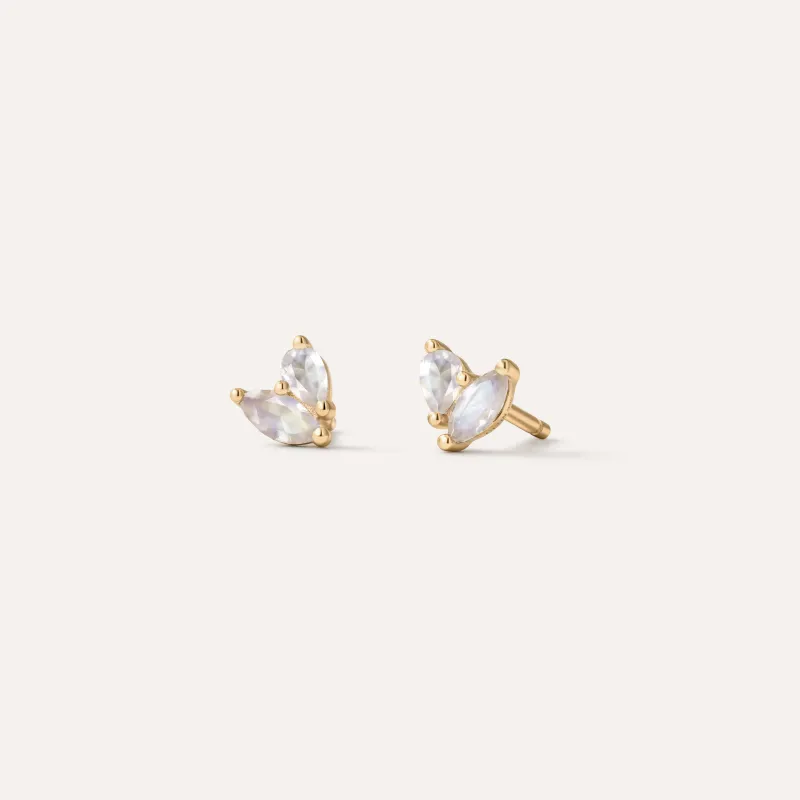White Moonstone Duo Studs made by GLDN