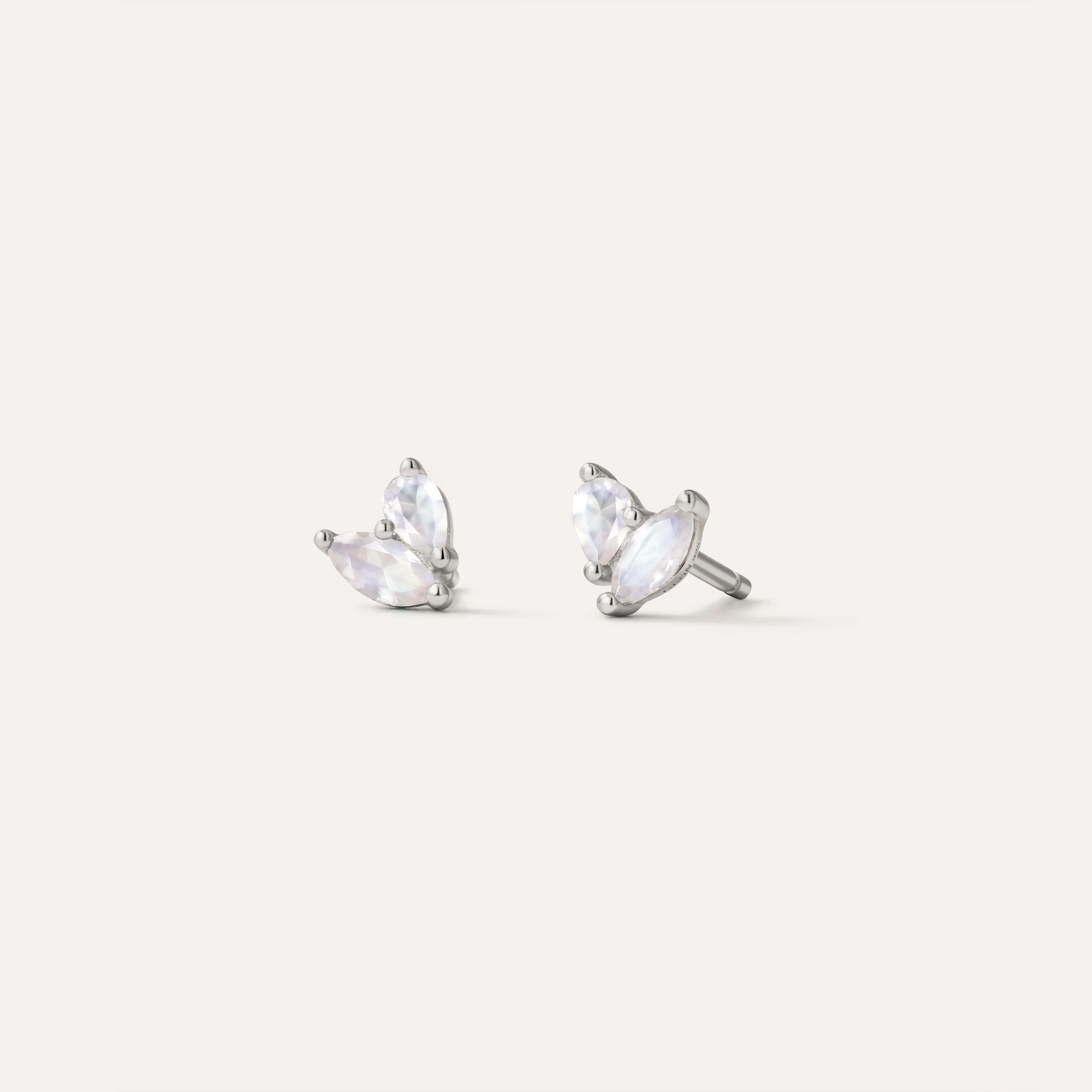 White Moonstone Duo Studs sold by GLDN product image thumbnail 2