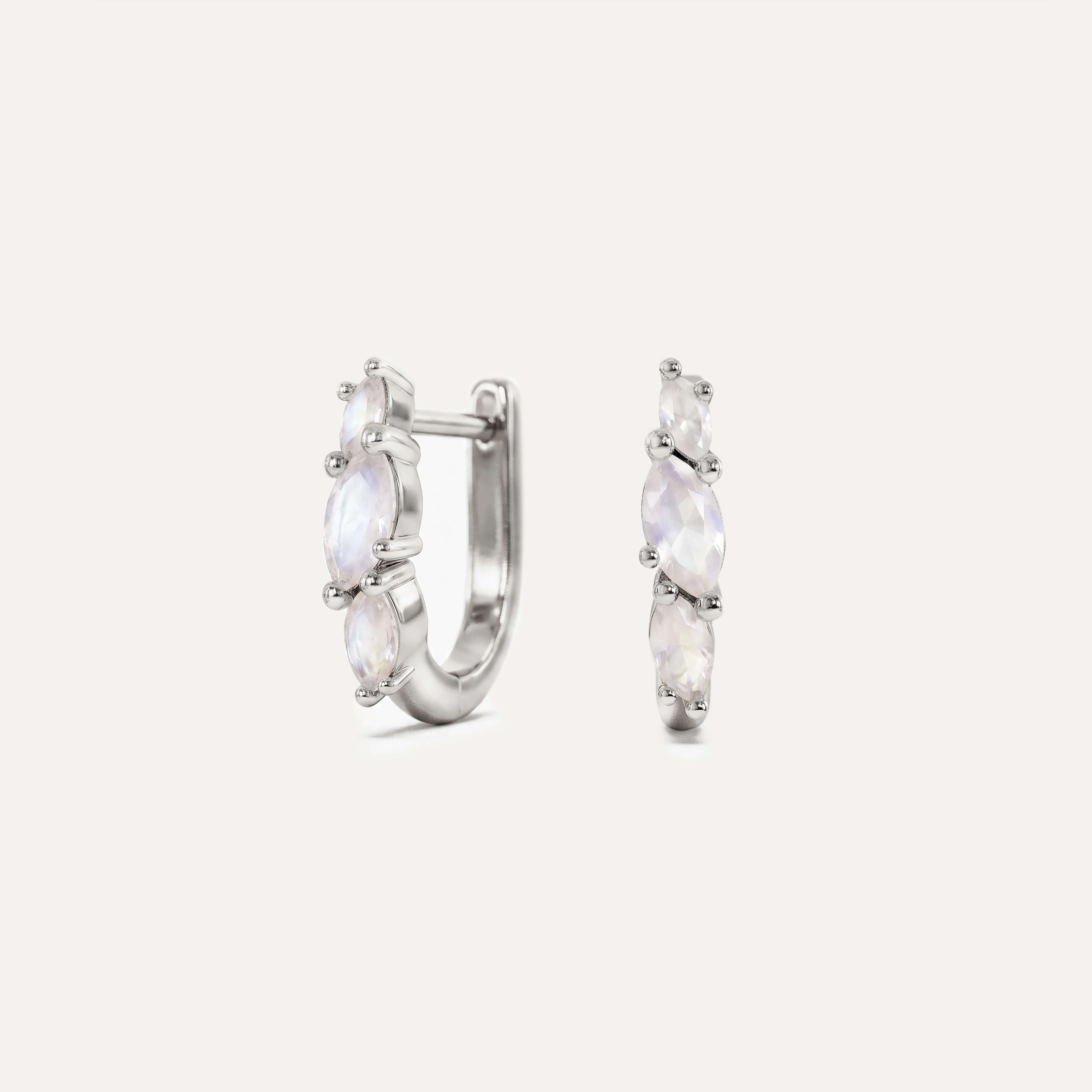 White Moonstone Marquise Hoops sold by GLDN product image thumbnail 2