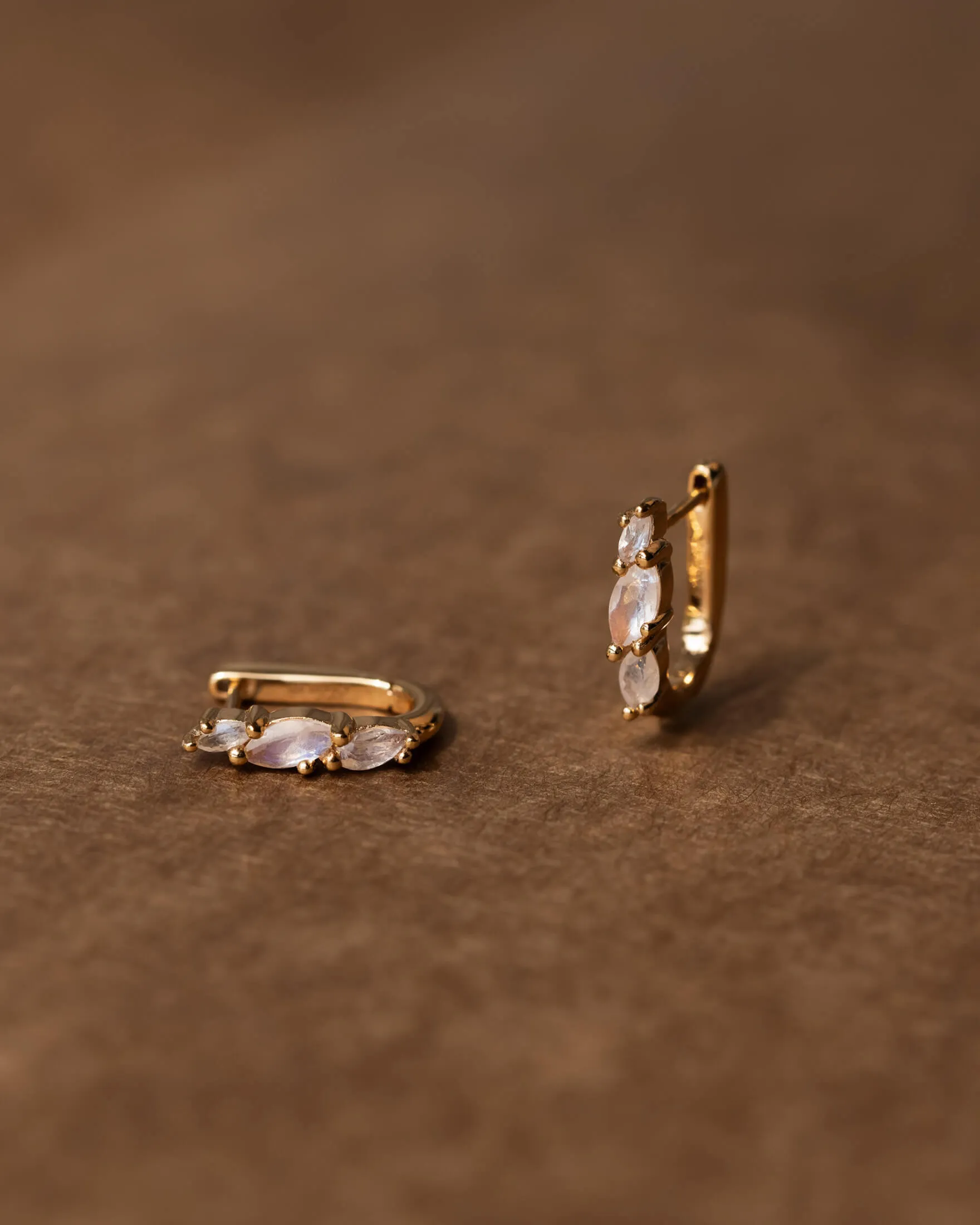 White Moonstone Marquise Hoops sold by GLDN product image thumbnail 4