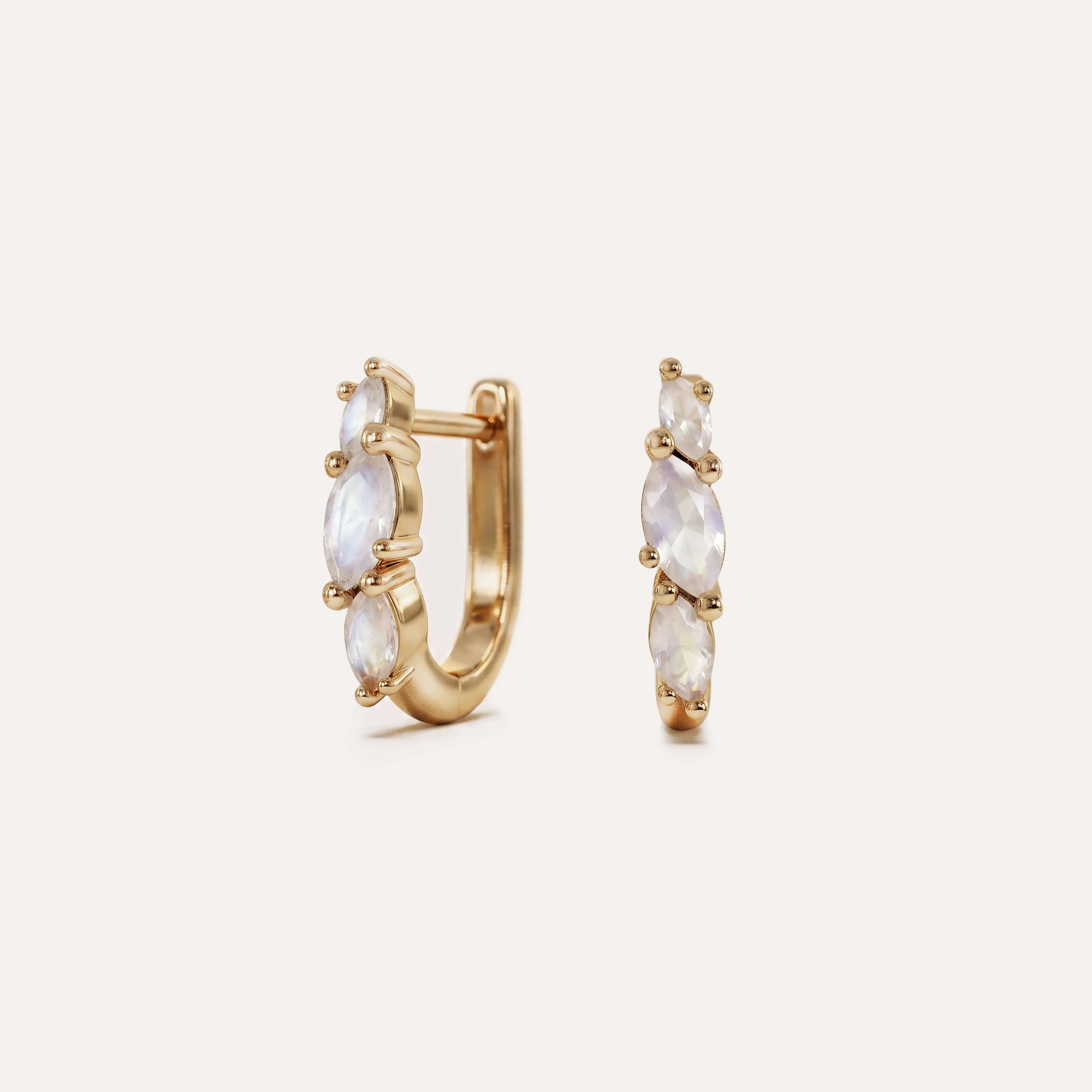 White Moonstone Marquise Hoops sold by GLDN