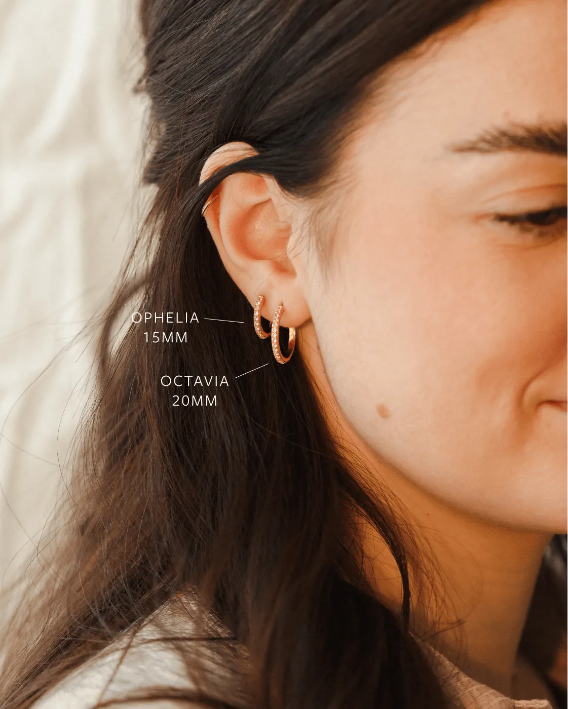 Octavia White Sapphire Hoops sold by GLDN product image thumbnail 5