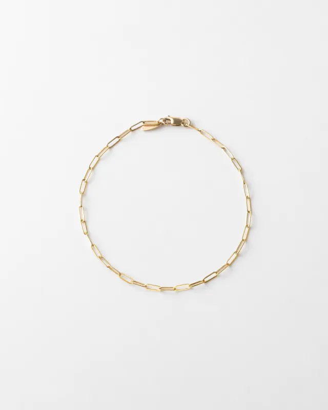 Solid Gold Dainty Paperclip Chain Bracelet sold by GLDN