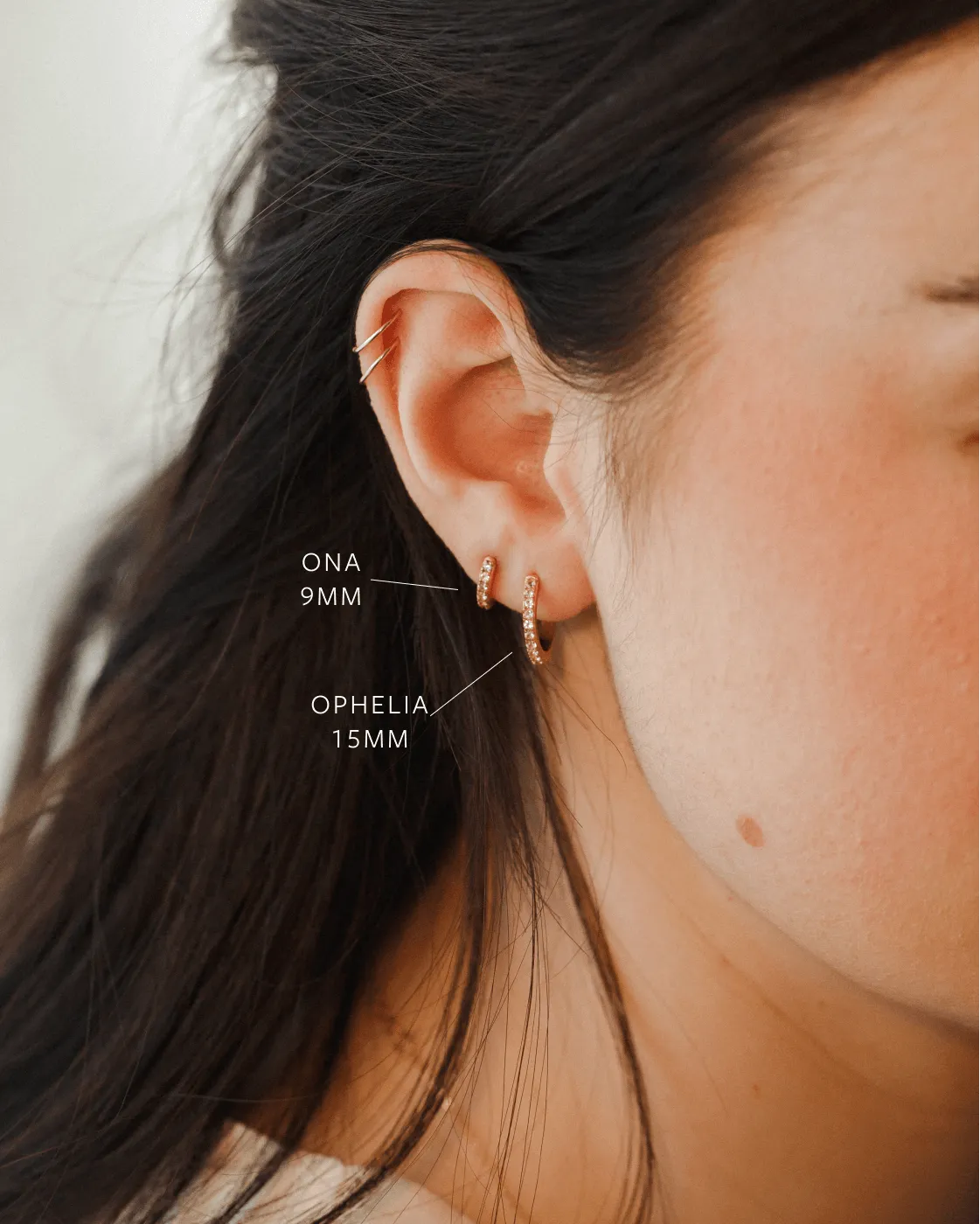 Ophelia White Sapphire Hoops sold by GLDN product image thumbnail 5