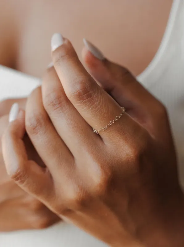 Dainty Heart Chain Ring sold by GLDN