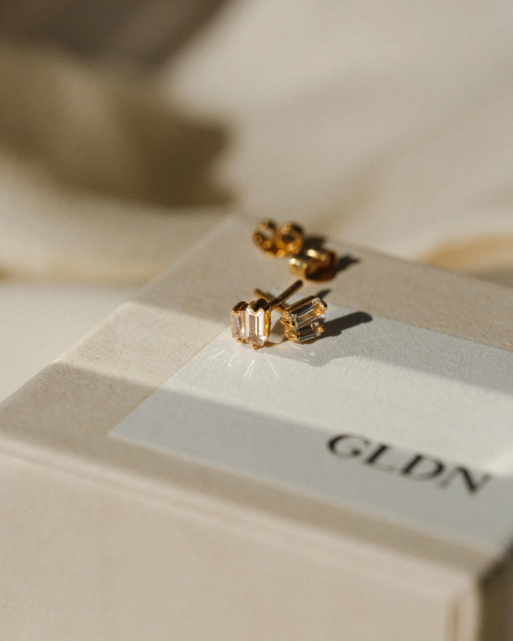 Jules White Sapphire Studs sold by GLDN product image thumbnail 3