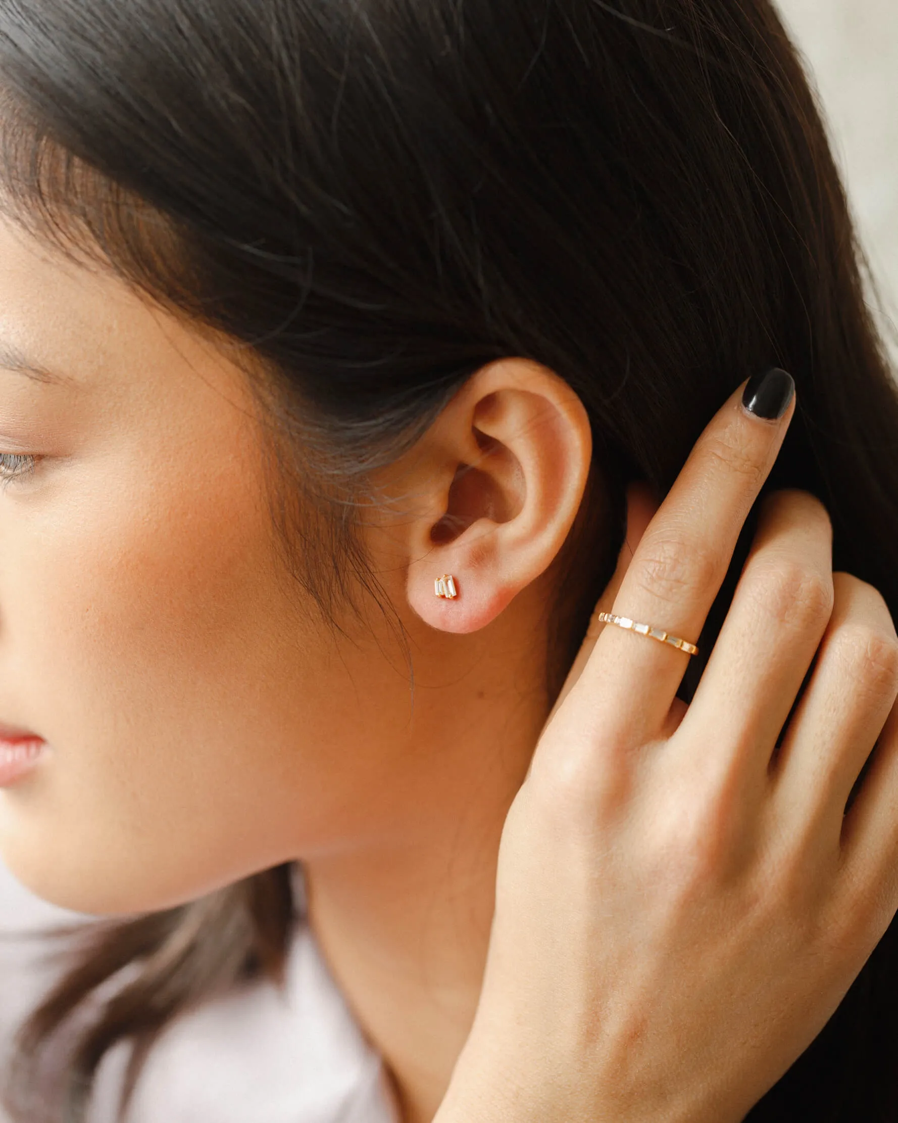 Jules White Sapphire Studs sold by GLDN product image thumbnail 4