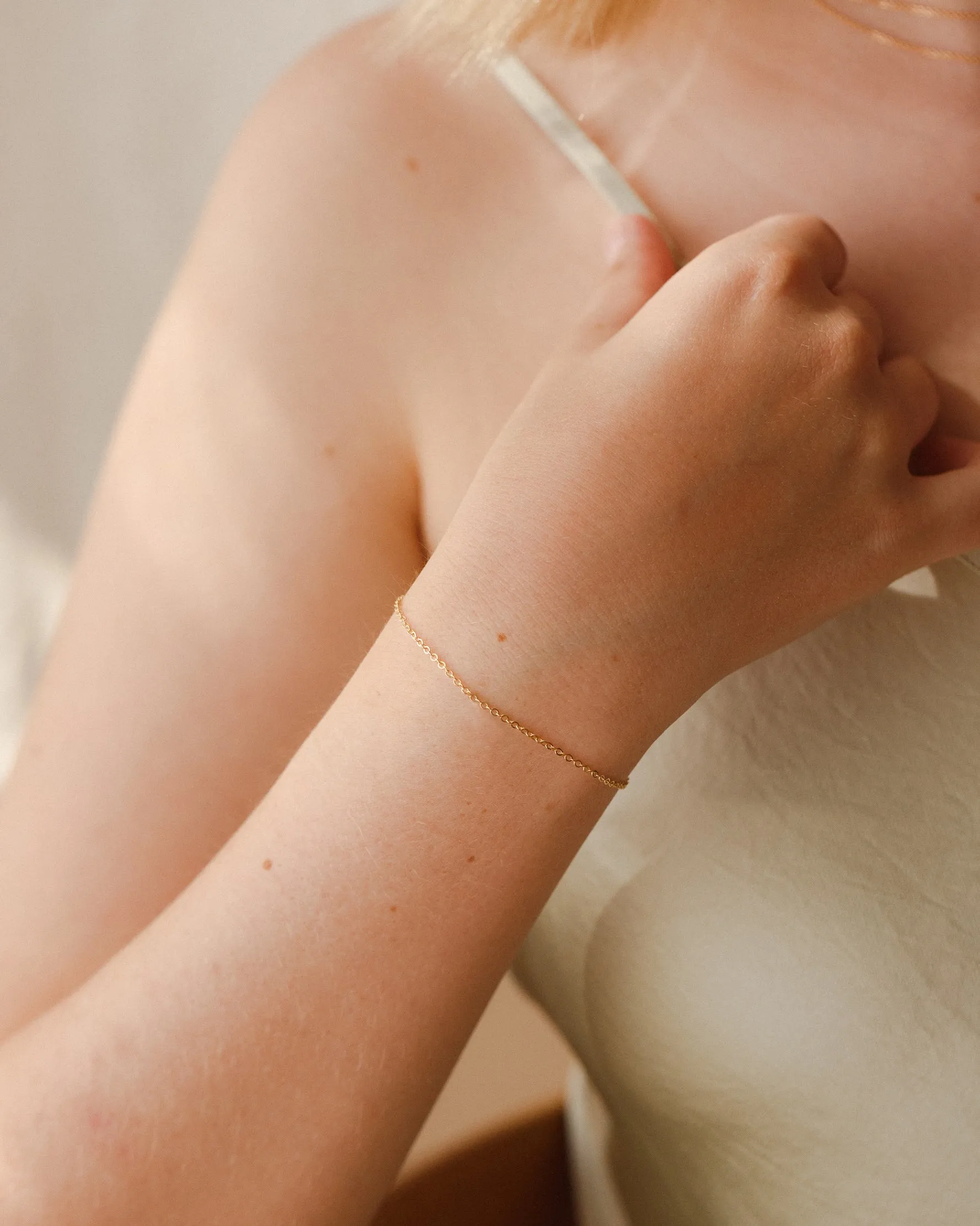 Solid Gold Dainty Chain Bracelet sold by GLDN product image thumbnail 5