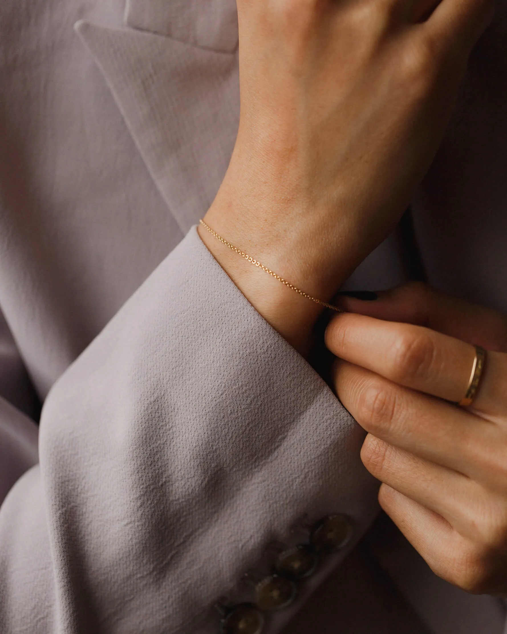 Solid Gold Dainty Chain Bracelet sold by GLDN product image thumbnail 2