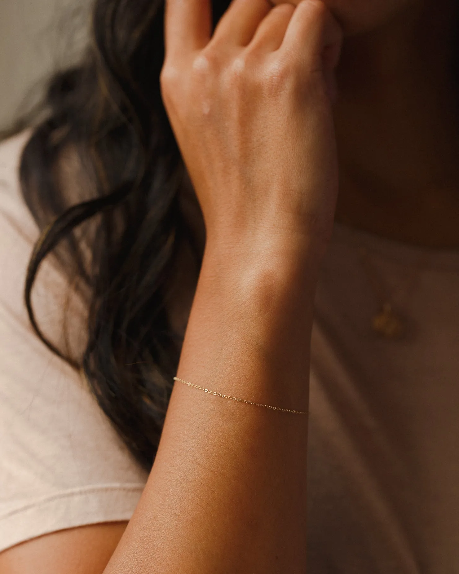 Solid Gold Dainty Chain Bracelet sold by GLDN product image thumbnail 4