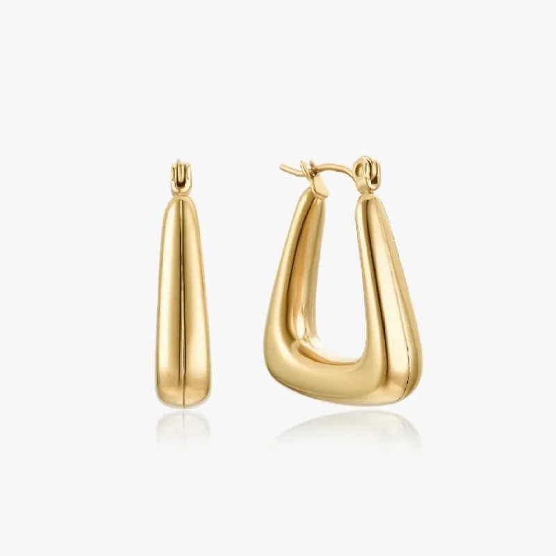 The Delta Hollow Earrings in Gold sold by Flaire & Co.
