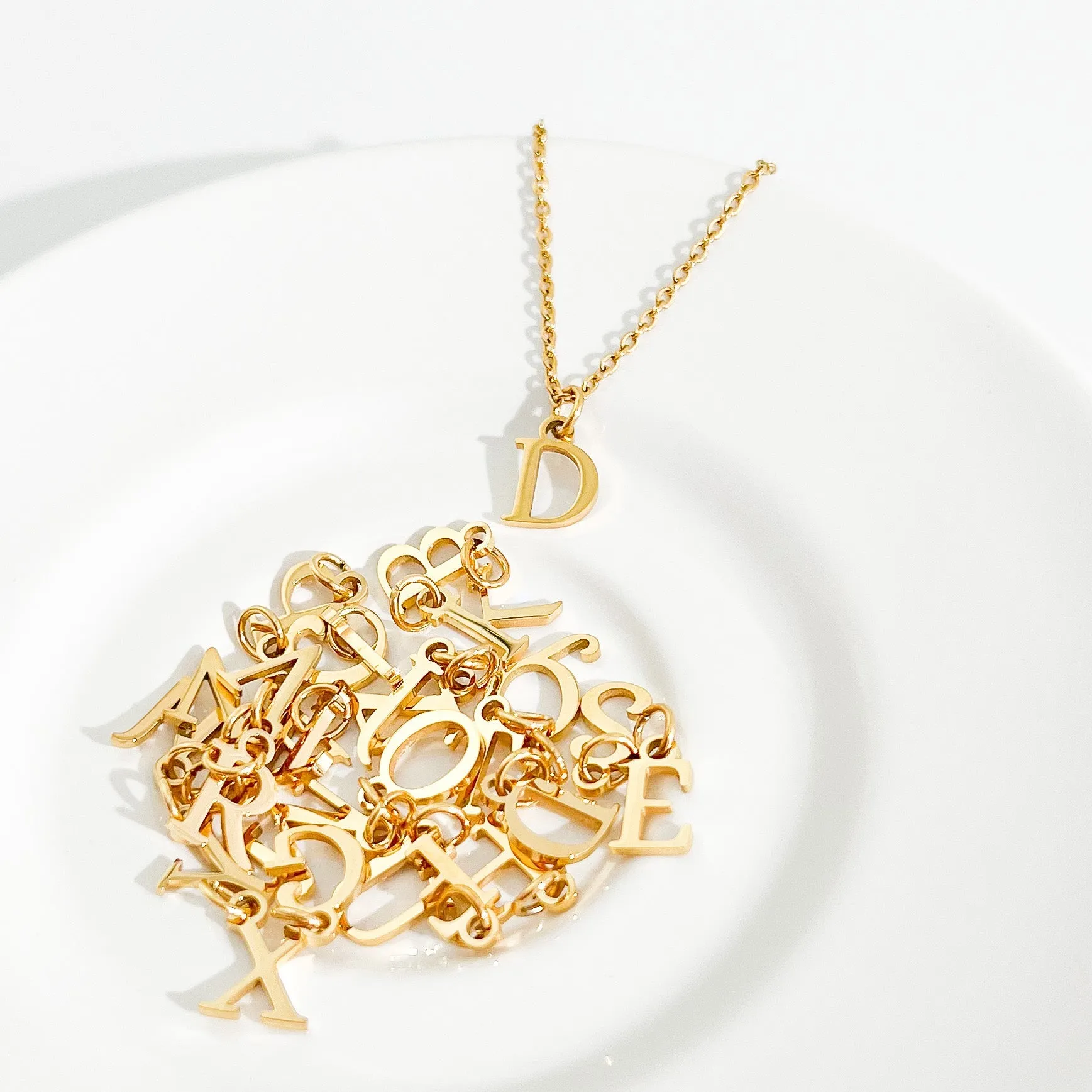 Perfectly Dainty Initial Necklace in Gold sold by Flaire & Co.