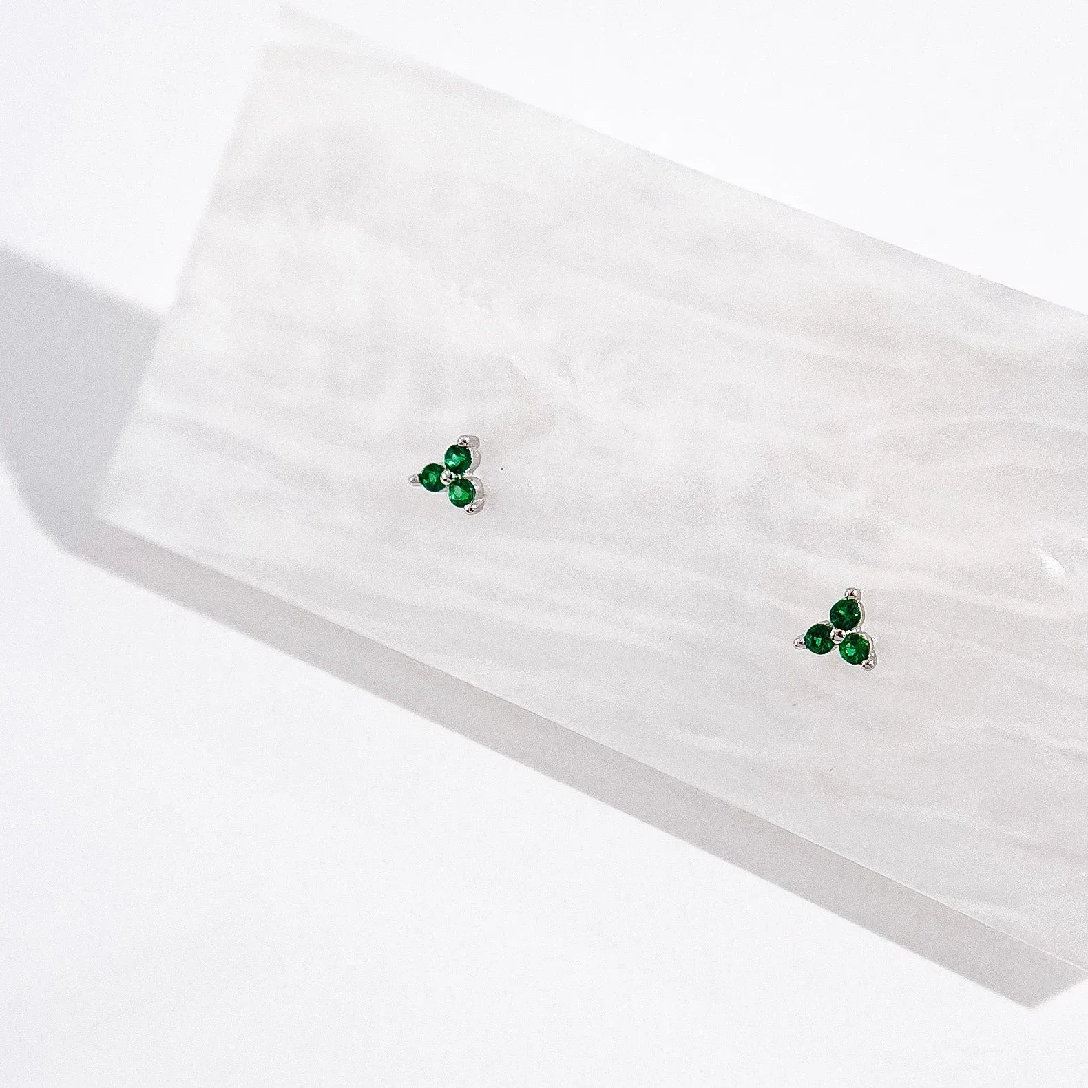 Green Twinkle Studs in Silver sold by Flaire & Co. product image thumbnail 2