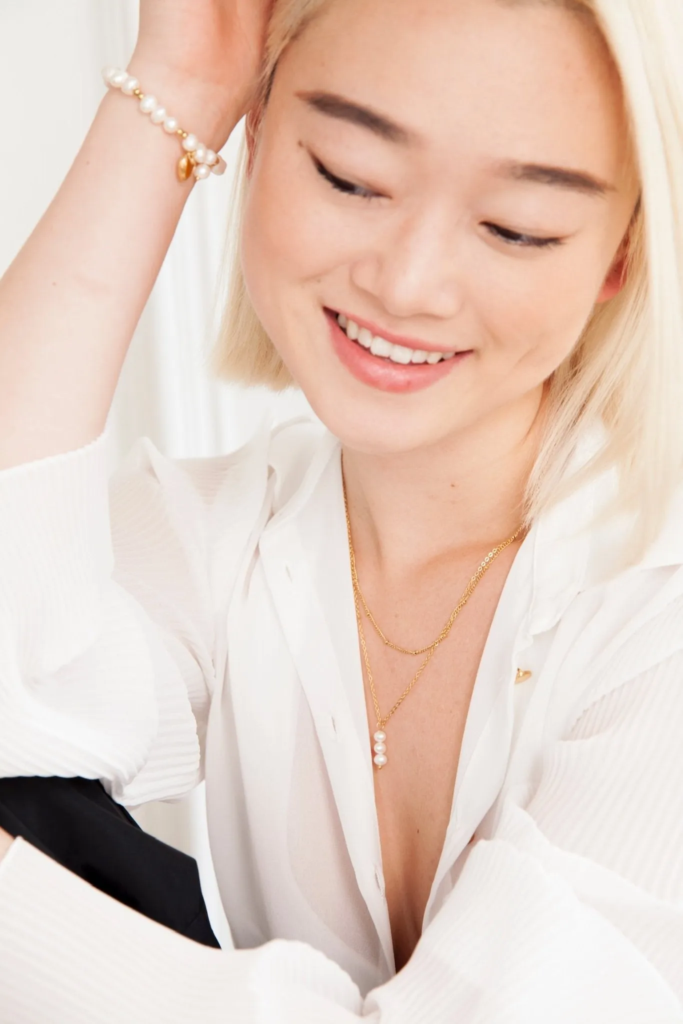 Two Layer Pearl Necklace sold by Flaire & Co. product image thumbnail 3