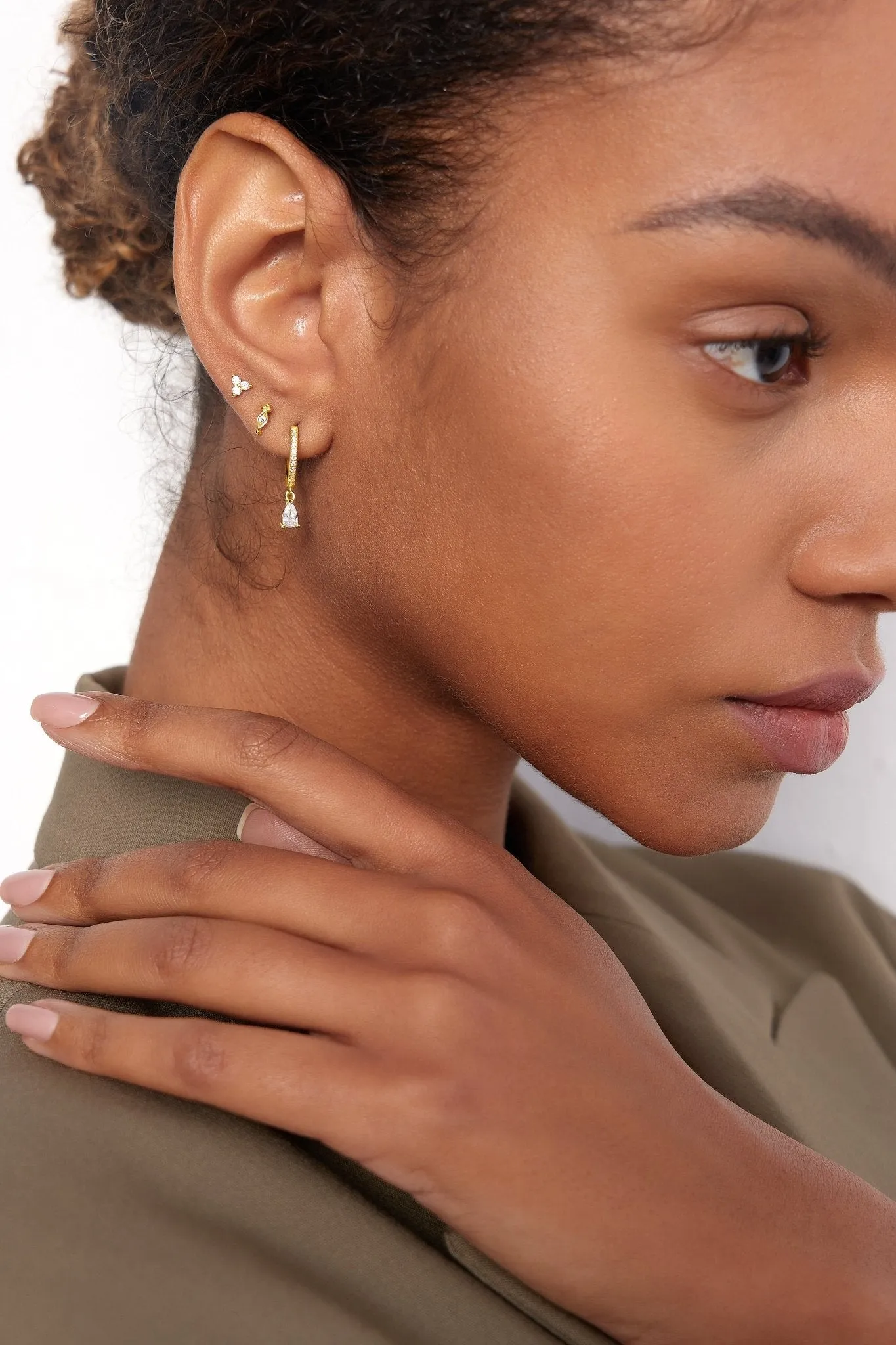 Clear Gem Freya Studs in Gold sold by Flaire & Co. product image thumbnail 4