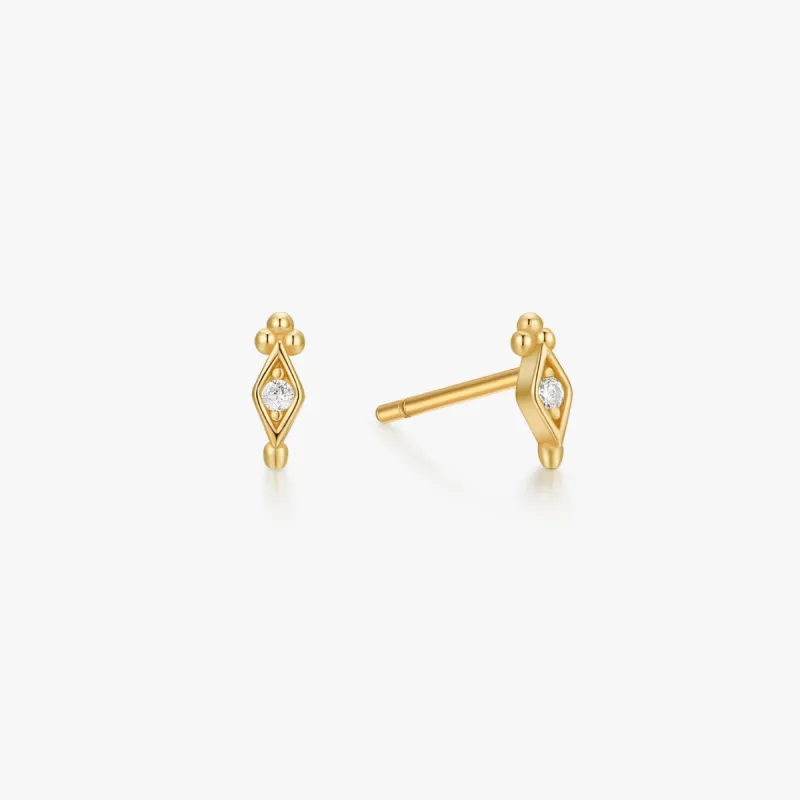 Clear Gem Freya Studs in Gold sold by Flaire & Co.