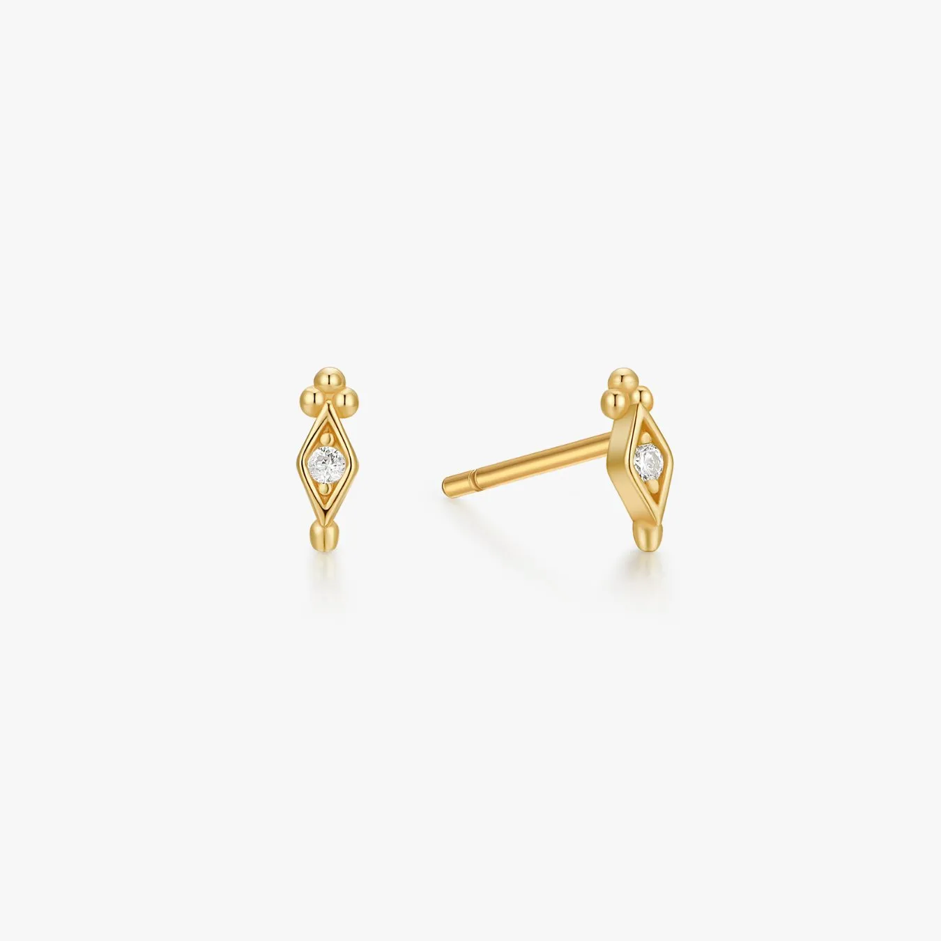 Clear Gem Freya Studs in Gold sold by Flaire & Co.