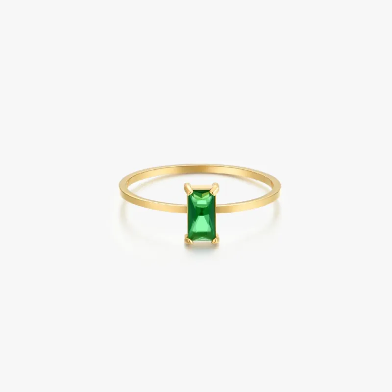 Green Rectangle Gem Gold Ring sold by Flaire & Co.