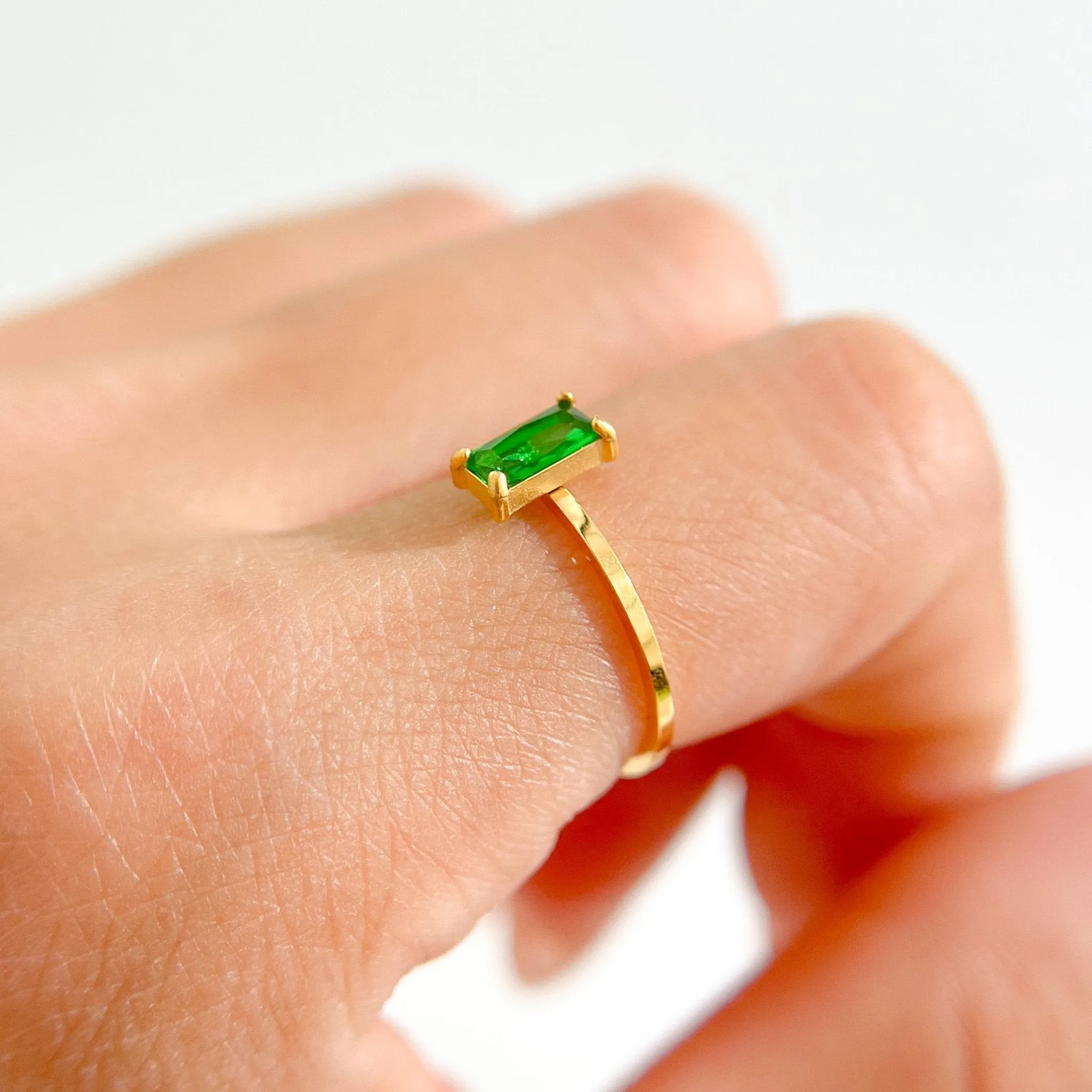 Green Rectangle Gem Gold Ring sold by Flaire & Co. product image thumbnail 5