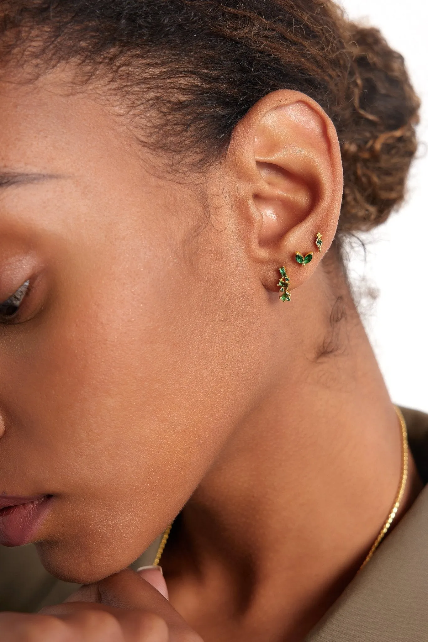 Green Gem Freya Studs in Gold sold by Flaire & Co. product image thumbnail 2