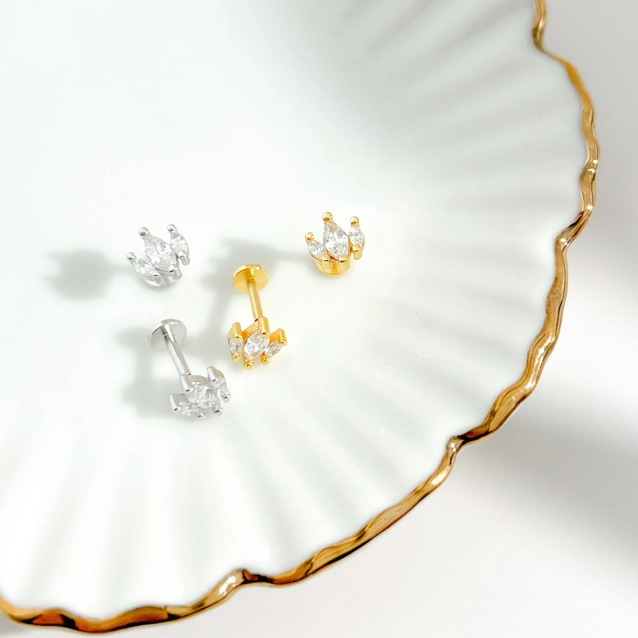 Marquise Threadless Flat Back Studs sold by Flaire & Co.