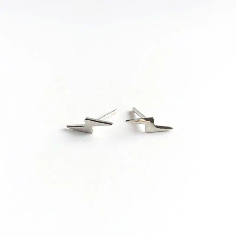 Lightning Bolt Sterling Studs in Silver sold by Flaire & Co.