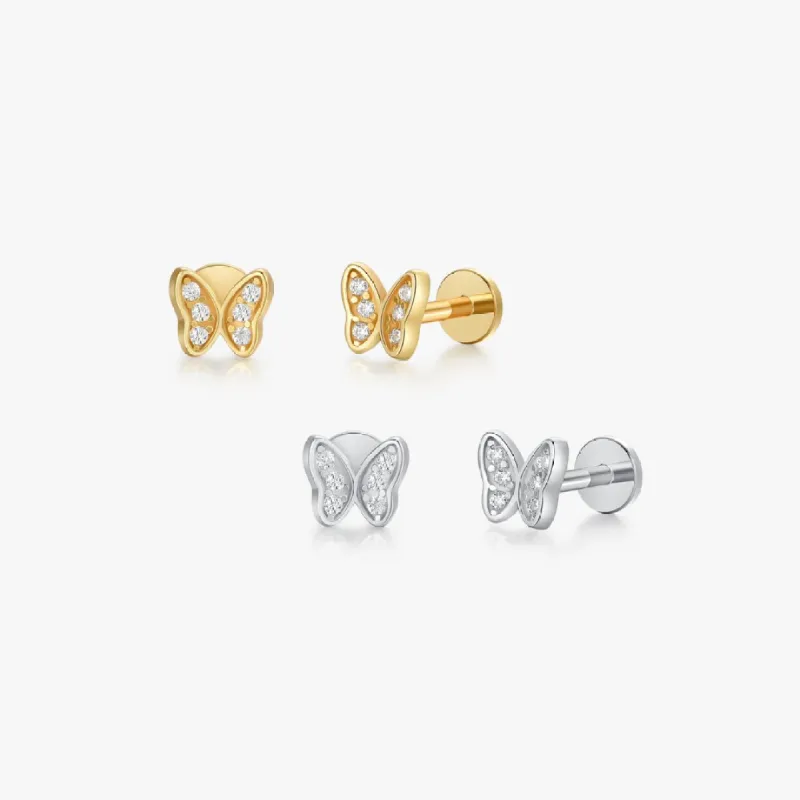 Butterfly Threadless Flat Back Studs sold by Flaire & Co.