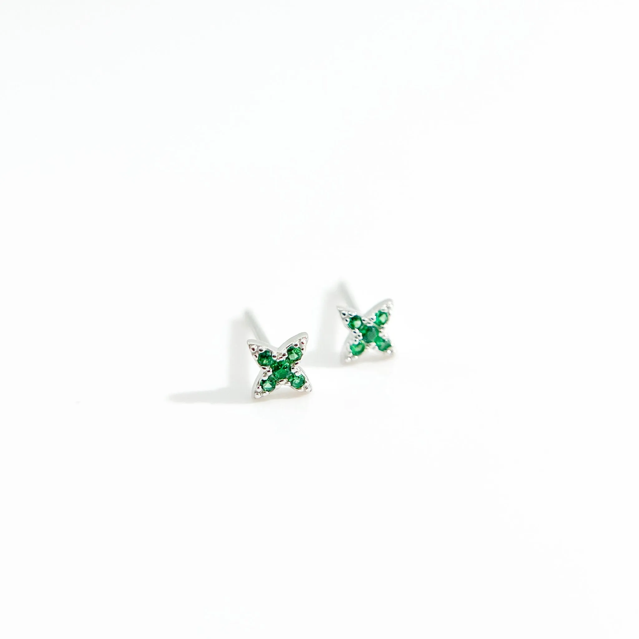 Green Gem Estrella Studs in Silver sold by Flaire & Co. product image thumbnail 2