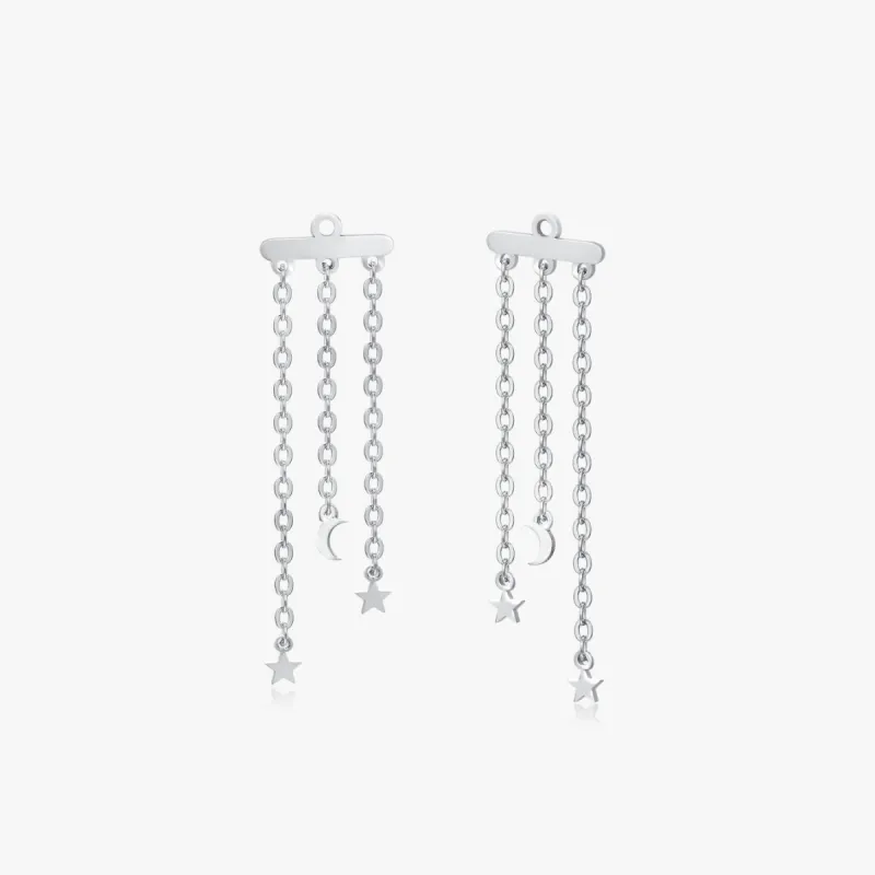 Dangling Star Stud Jacket in Silver sold by Flaire & Co.