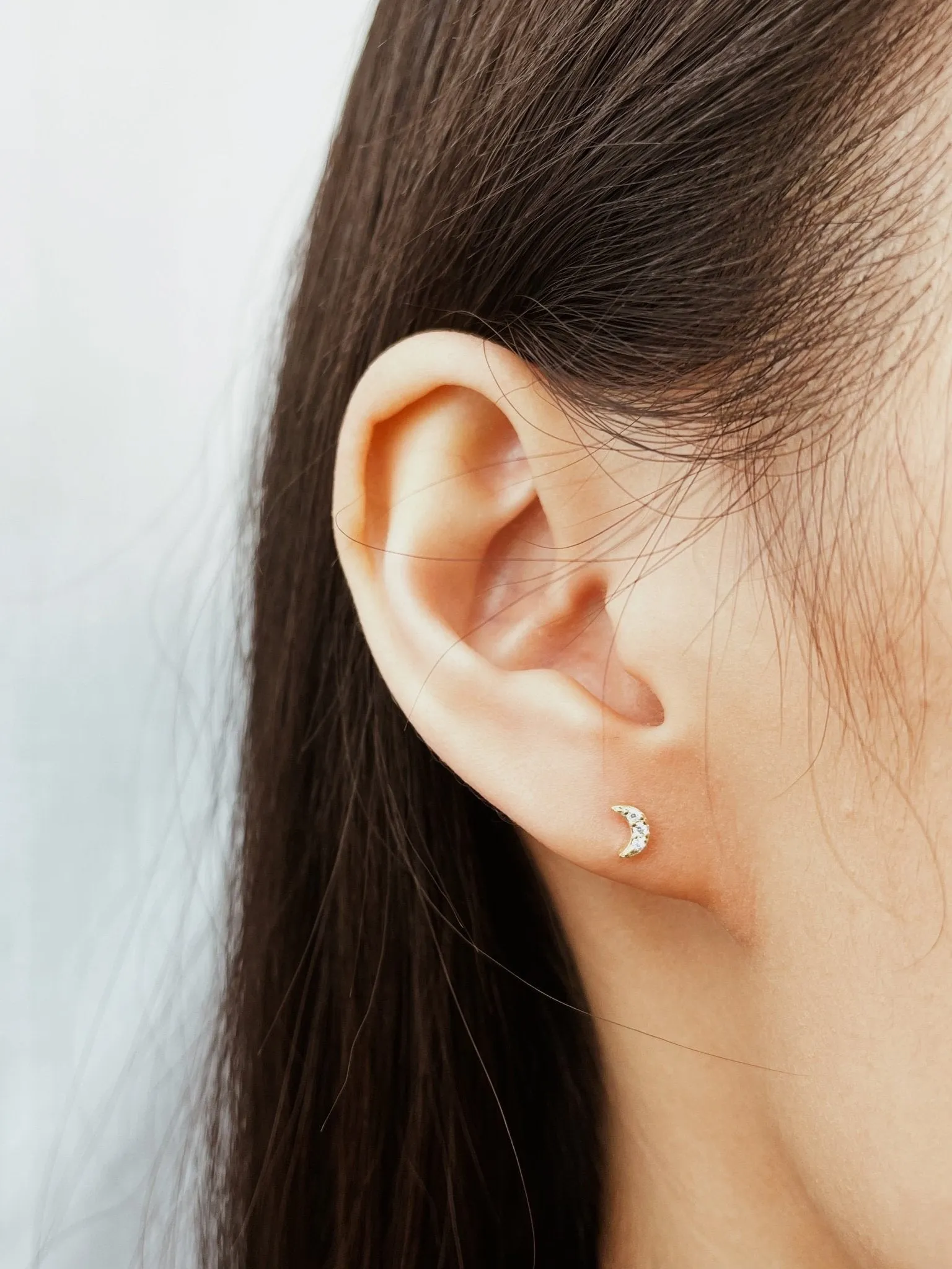 Crystal Moon + Star Sterling Studs in Gold sold by Flaire & Co. product image thumbnail 2