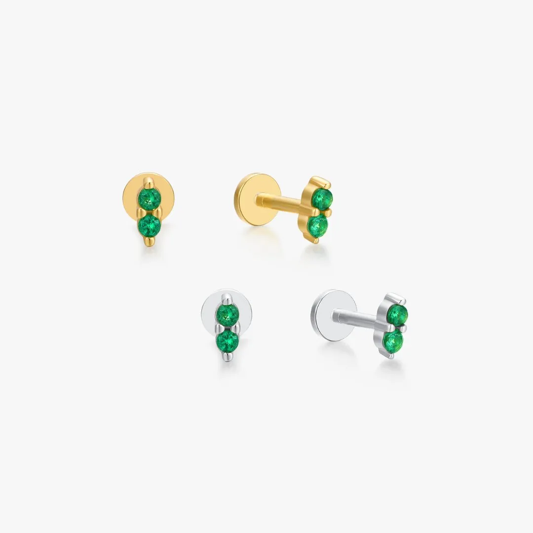 Green Mini Shimmer Sterling Silver Threadless Flat Back Studs sold by Flaire & Co.