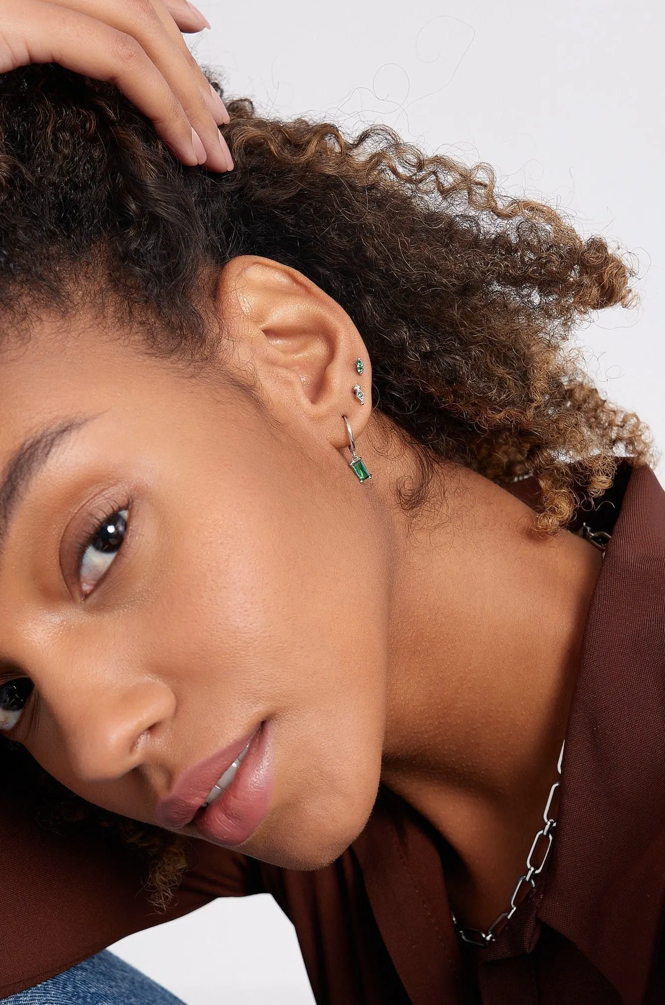 Green Mini Shimmer Sterling Silver Threadless Flat Back Studs sold by Flaire & Co. product image thumbnail 3