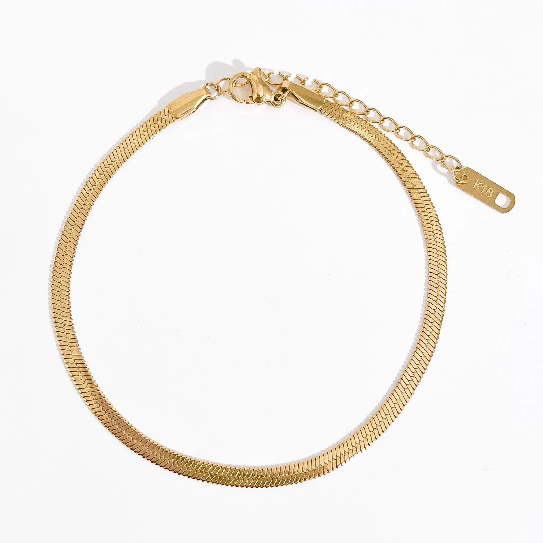 Herringbone Anklet in Gold sold by Flaire & Co.
