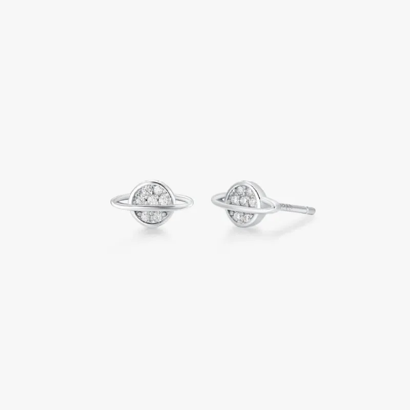 Crystal Saturn Stud in Silver sold by Flaire & Co.
