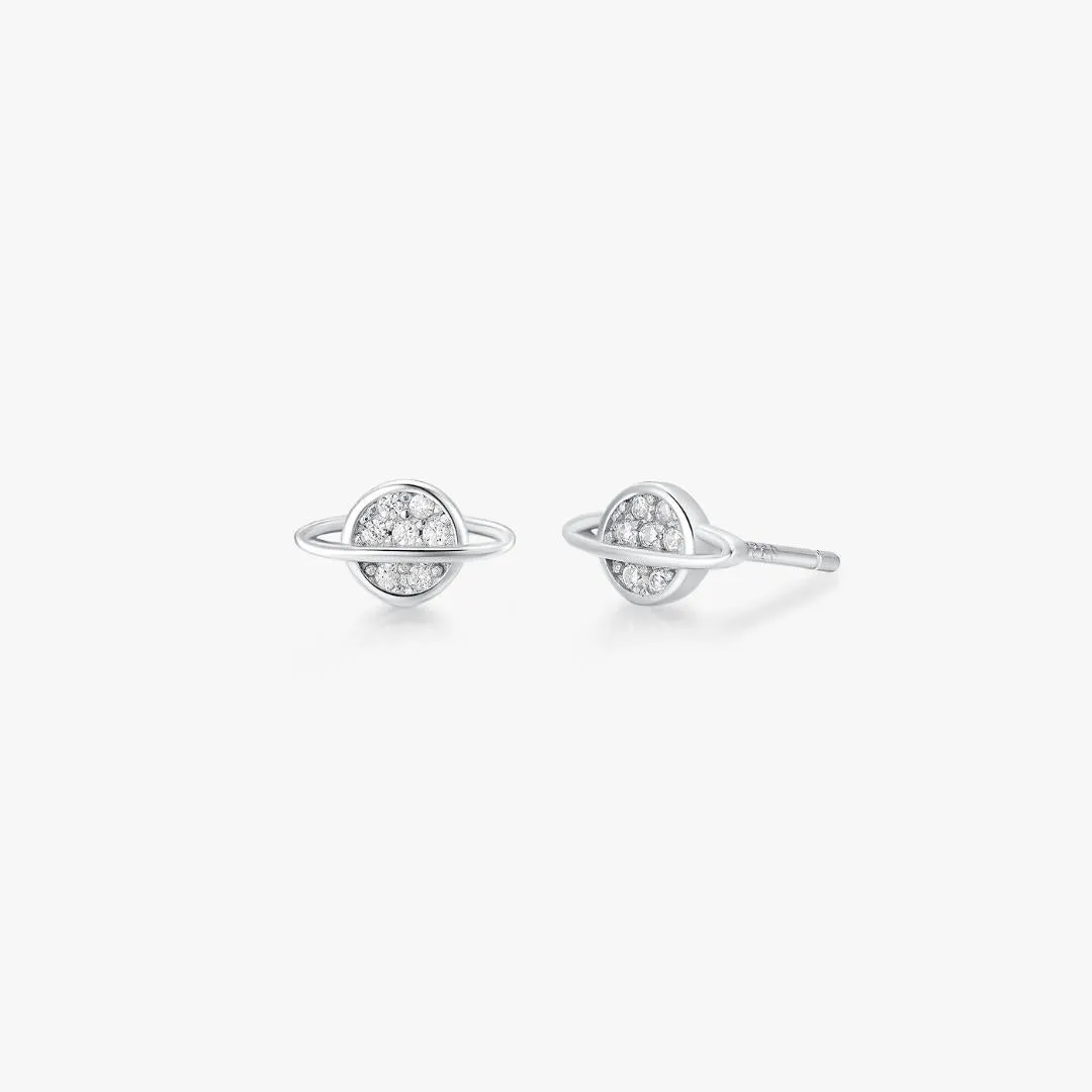 Crystal Saturn Stud in Silver sold by Flaire & Co.