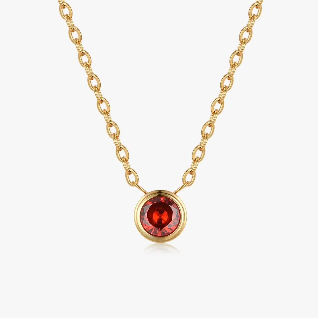 Red Single Gem Necklace in Gold sold by Flaire & Co.